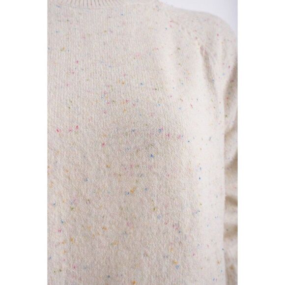 Loft Womens Knit Sweater LP Large Petite Multi-Color Specks Ecru Ivory Mock Neck - Picture 5 of 6